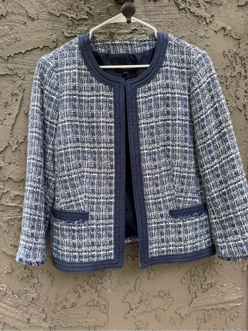 Talbots Chambray Trim Tweed Jacket Size 14 - Picture 14 of 15